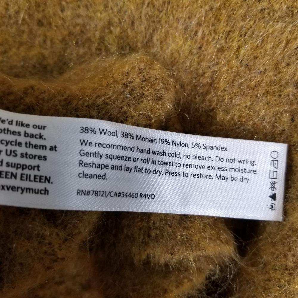 Eileen Fisher Mohair Wool Blend Long Cardigan Sweater Mustard Yellow Ochre Small - Picture 5 of 7